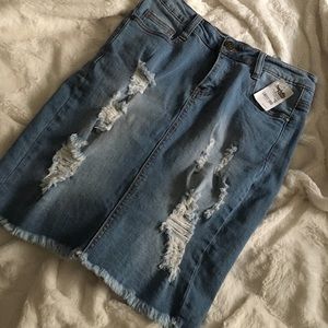 Ripped jean skirt